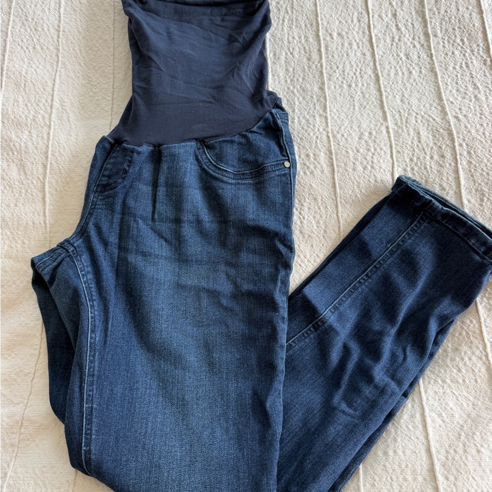 Indigo Blue Maternity Women’s Skinny Jeans in Dark Blue